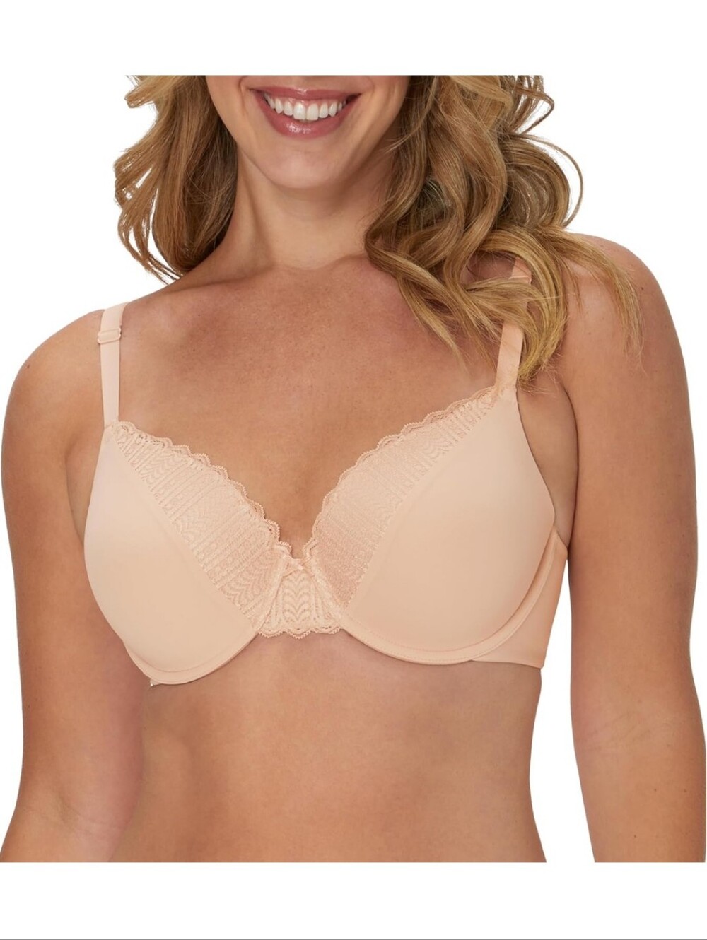 Maidenform Light Beige Lace-Trim Convertible Padded Underwire Plunge Bra
